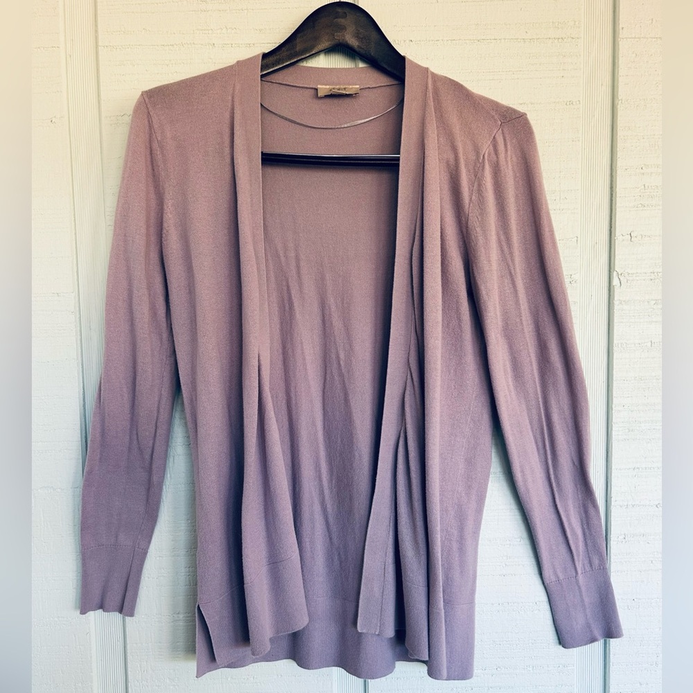 LOFT Dusty Purple Open Front Cardigan Women's Small Cotton Lightweight (B9-1040)
